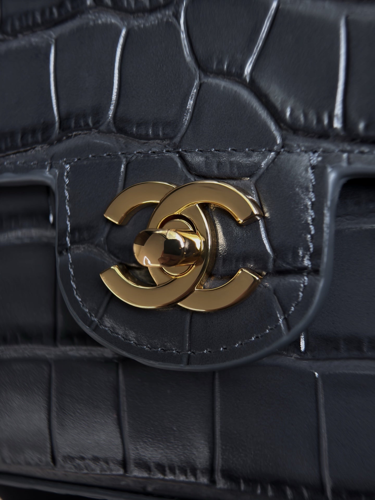 Chanel 2026 Crocodile Embossed Flap Bag 19.5cm Calfskin