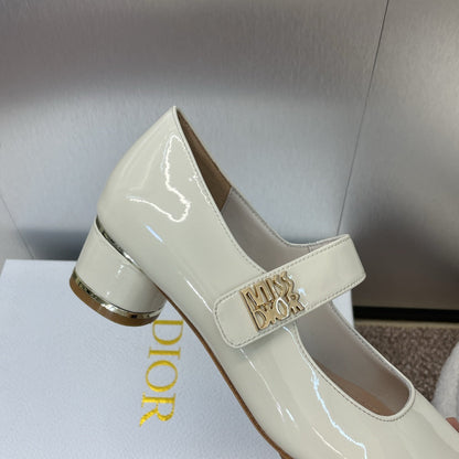 CD Miss Dior Pump 35mm Glossy White Lambskin