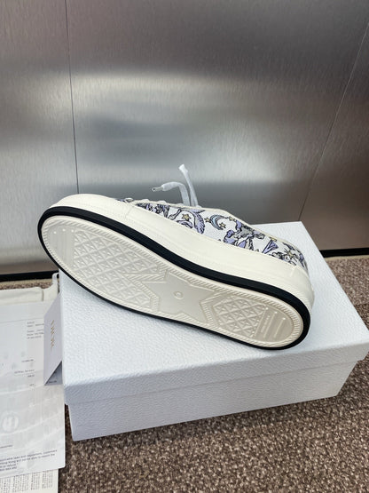 CD 25s Walk'n' Sneaker In Blue Toile De Jouy Embroidered Cotton