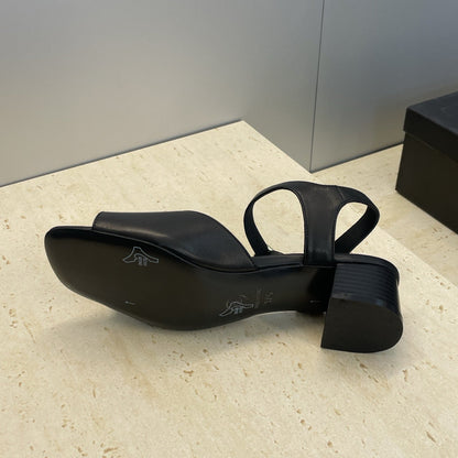 CC 26 Heeled Sandal 45mm Black Beige Sheepskin 607476