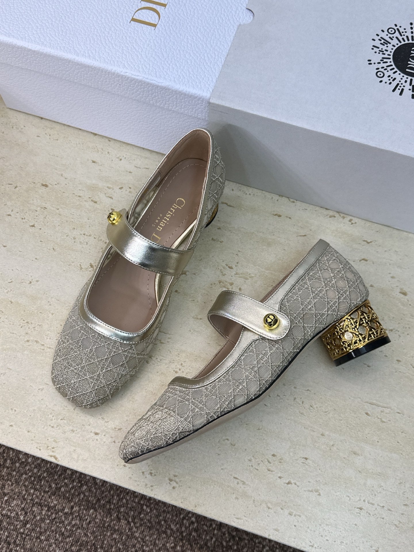 CD 26 Lolita High Heels 40 Sliver Mesh Gold 633051