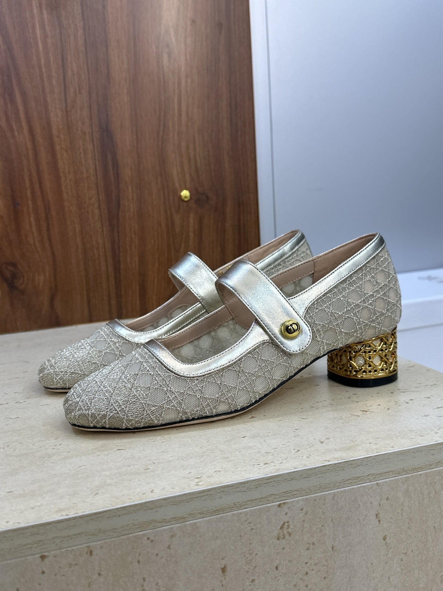 CD 26 Lolita High Heels 40 Sliver Mesh Gold 633051