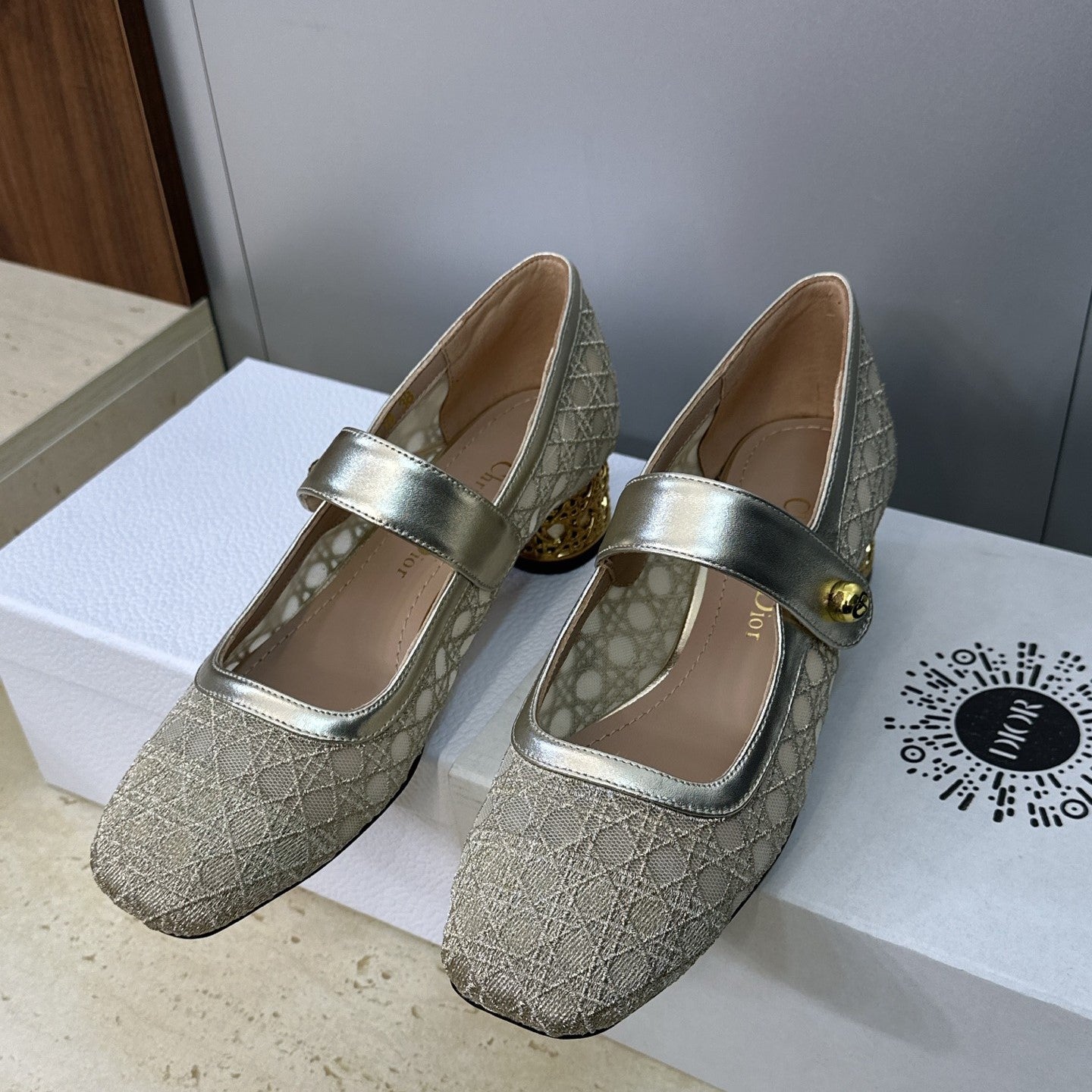 CD 26 Lolita High Heels 40 Sliver Mesh Gold 633051