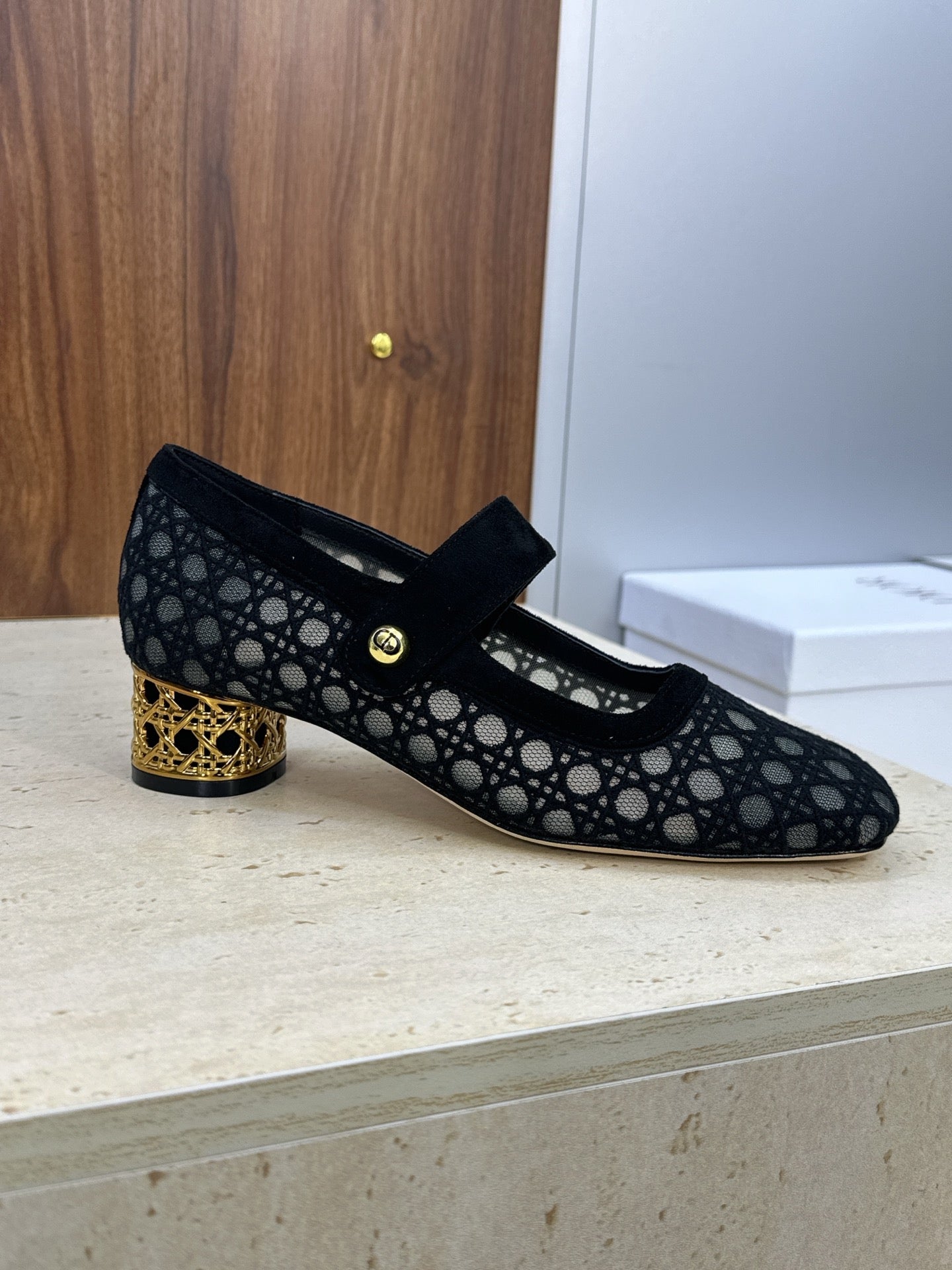 CD 26 Lolita High Heels 40 Black Mesh Gold 633052