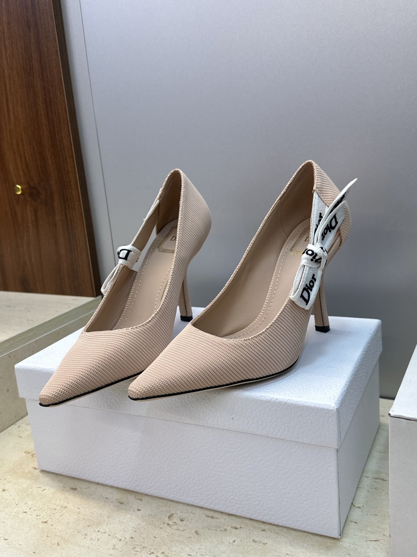 CD J'Adior Pump 9.5cm Beige Technical Fabric 633063