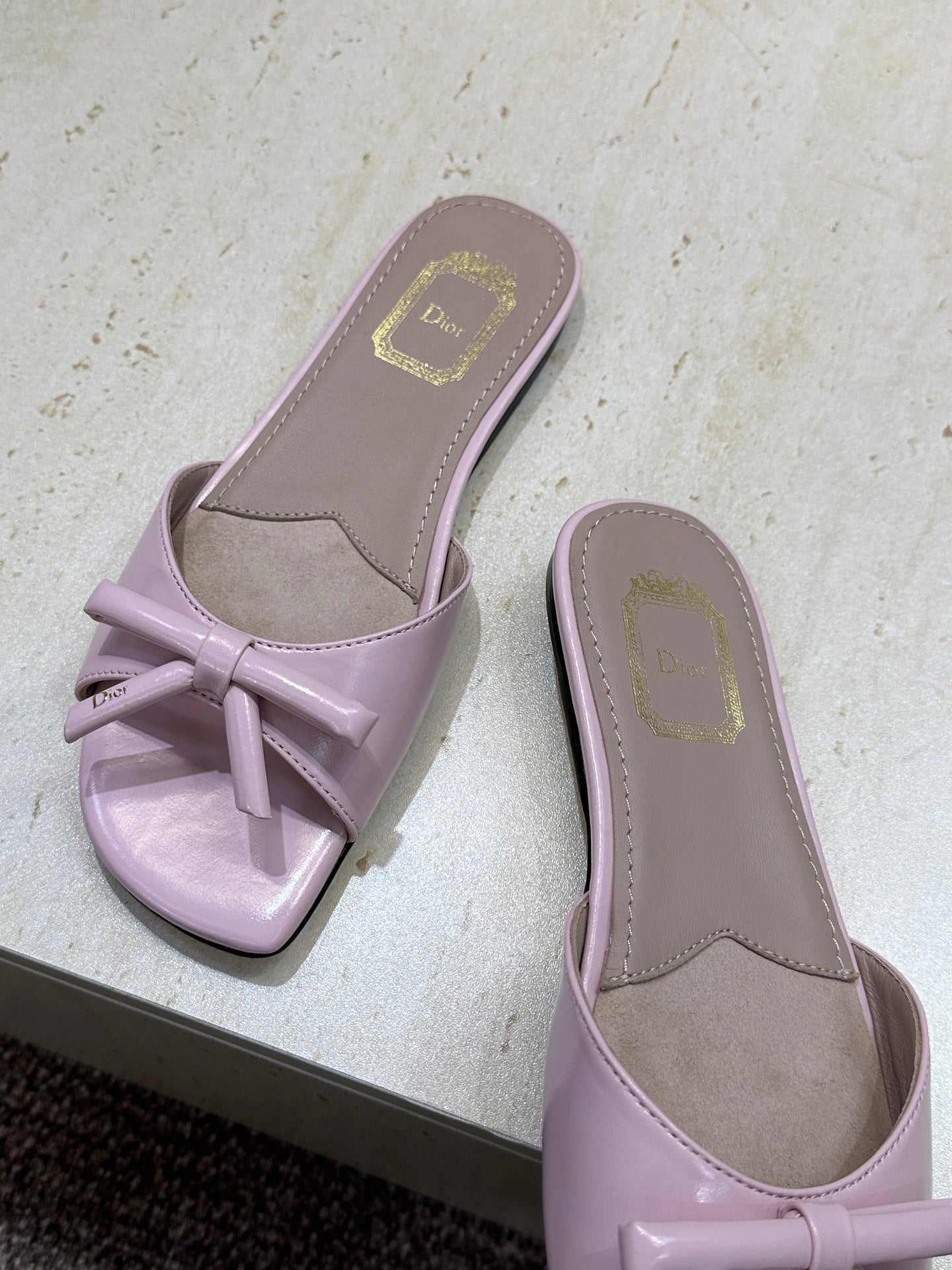 CD Dior Bow Slides Pink Leather 884660