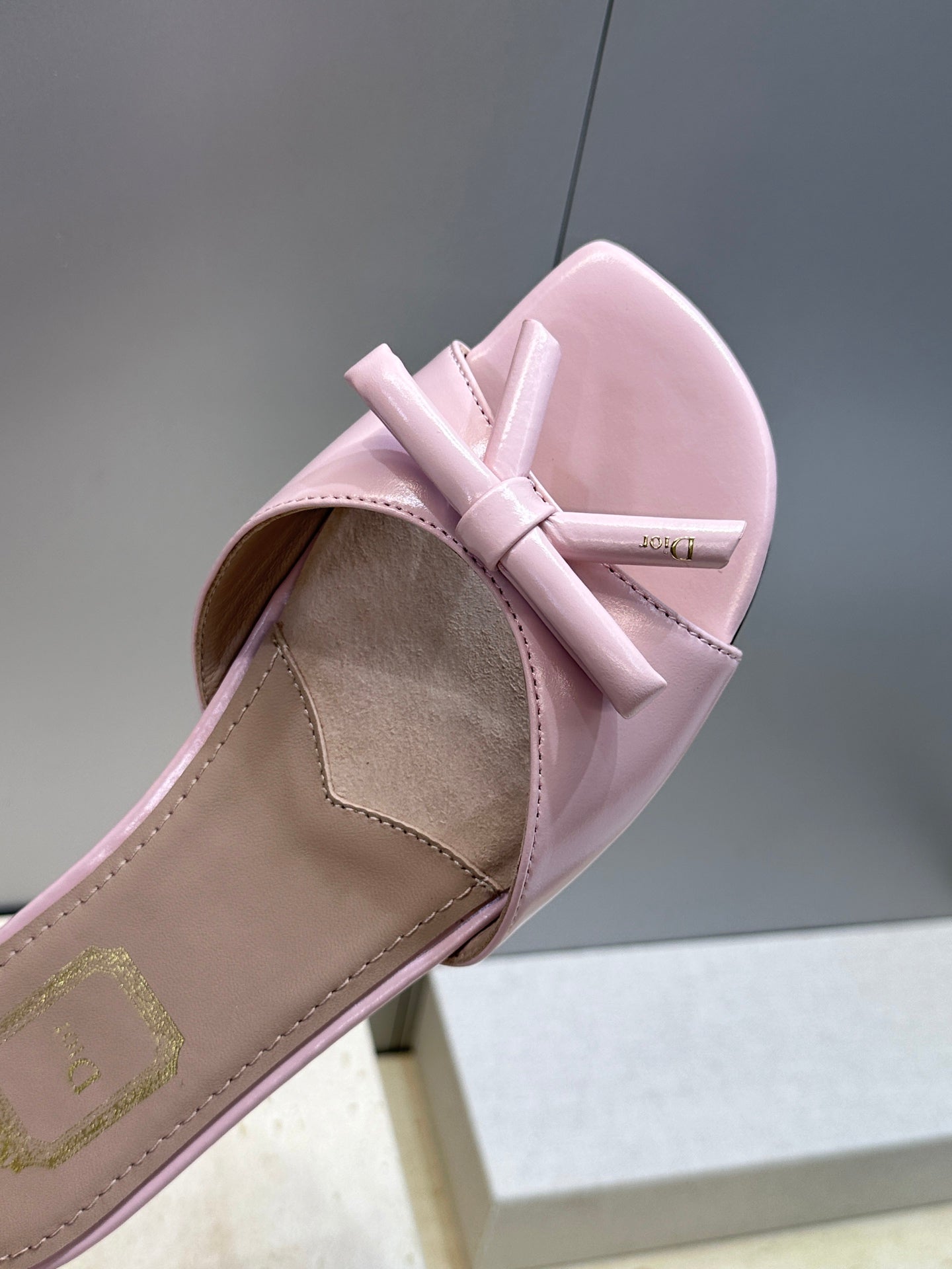 CD Dior Bow Slides Pink Leather 884660