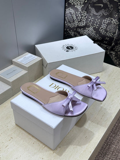 CD Dior Bow Slides Light Purple Satin 884664