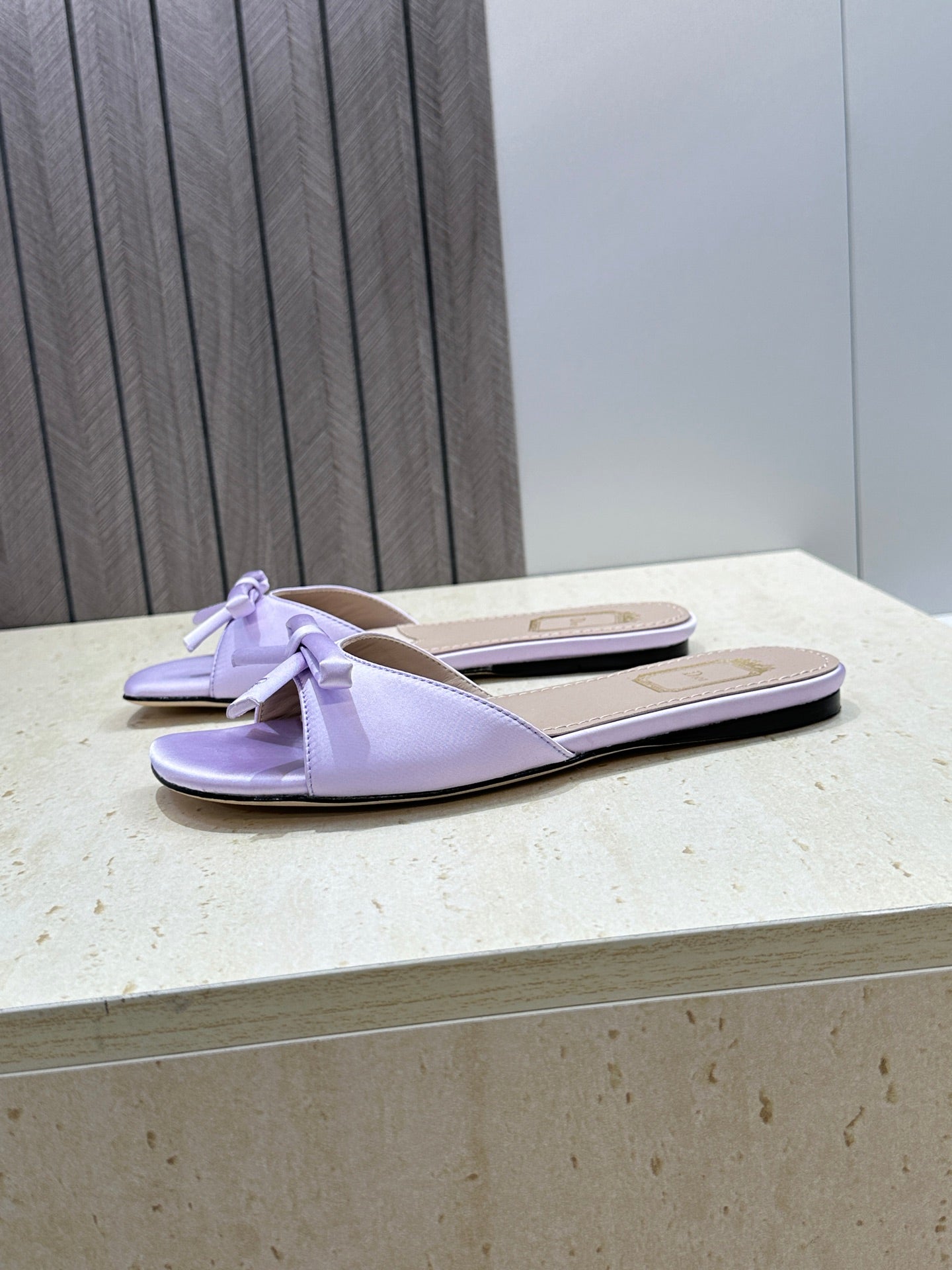 CD Dior Bow Slides Light Purple Satin 884664