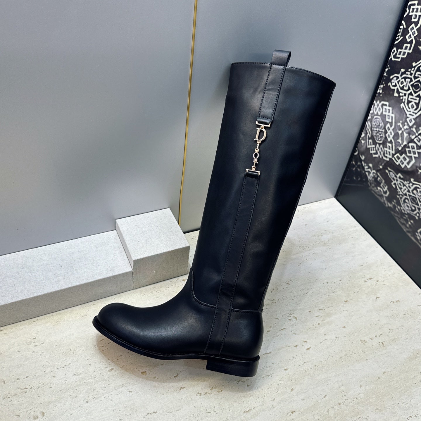 CD Haute Couture Heel Knee-High Boots 2.5cm Calfskin 959601