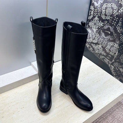 CD Haute Couture Heel Knee-High Boots 2.5cm Calfskin 959601