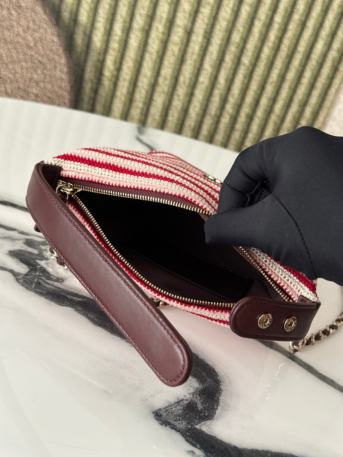 Chanel 2026 Clutch Bag 21cm Red Burgundy Wool Leather