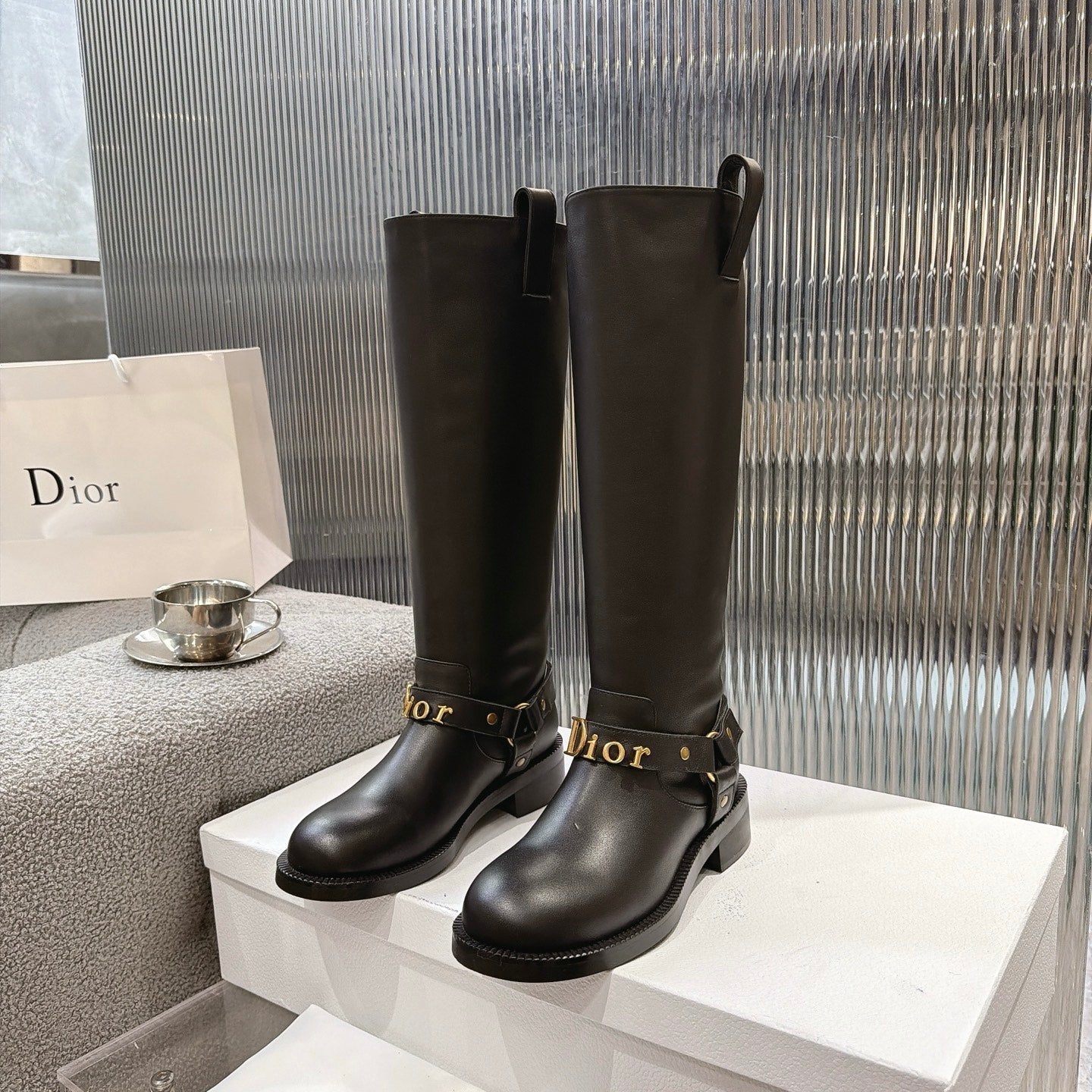 CD 26s Bolt Long Boot Black Calfskin 924107