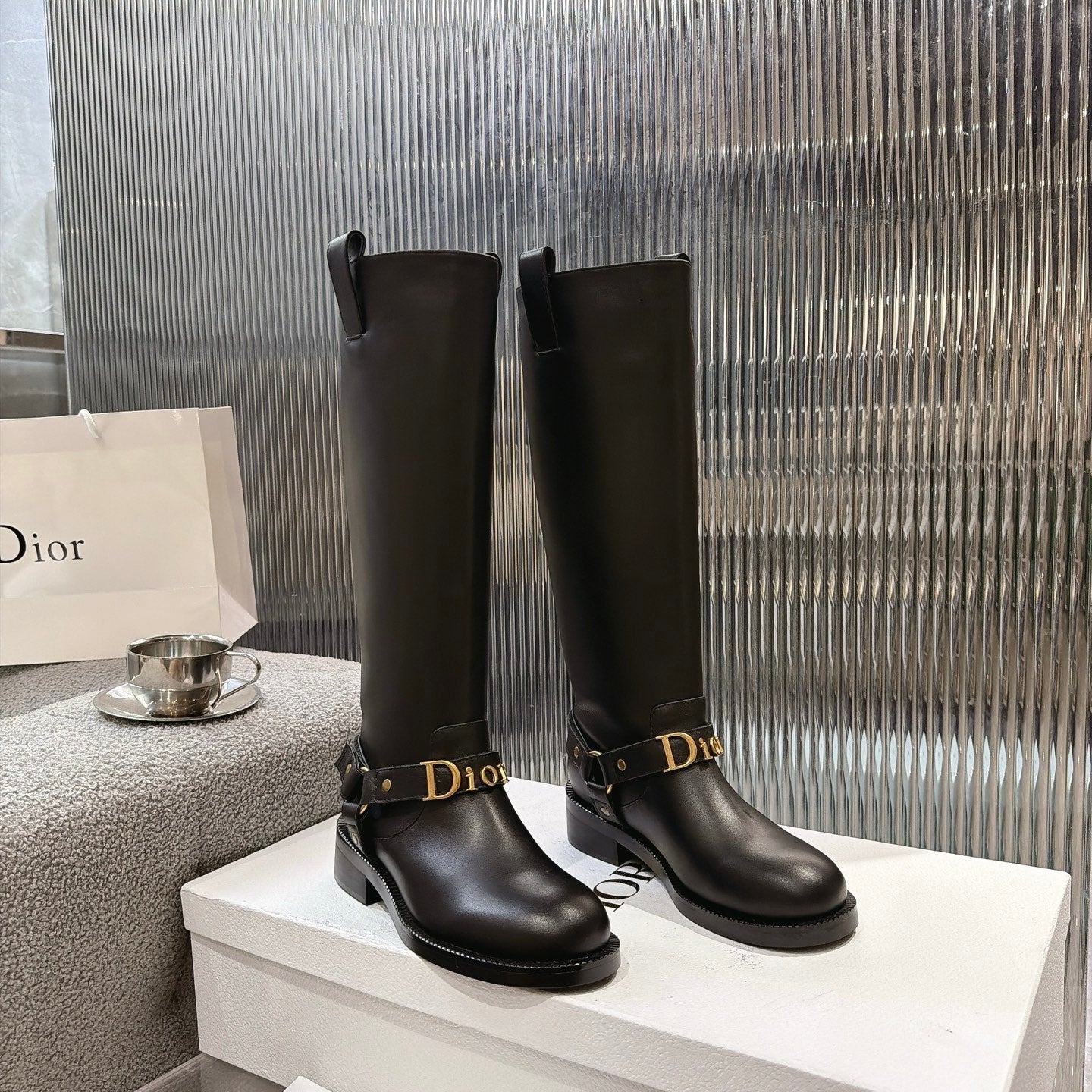 CD 26s Bolt Long Boot Black Calfskin 924107