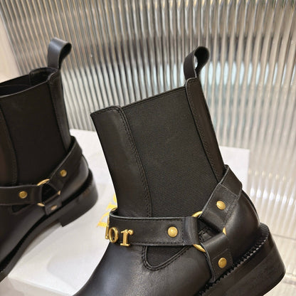CD 26s Bolt Ankle Boot Black Ribbed Knit Calfskin 924105