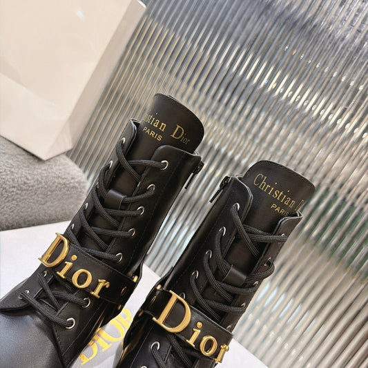 CD 26s Lace-Up Knee- Ankle Boots Black Calfskin 924101