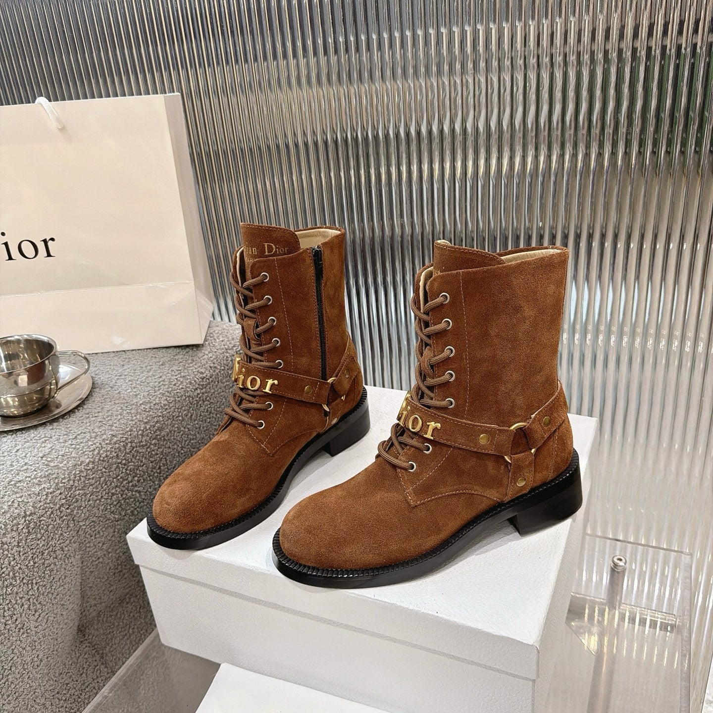 CD 26s Lace-Up Knee- Ankle Boots Brown Suede 924102