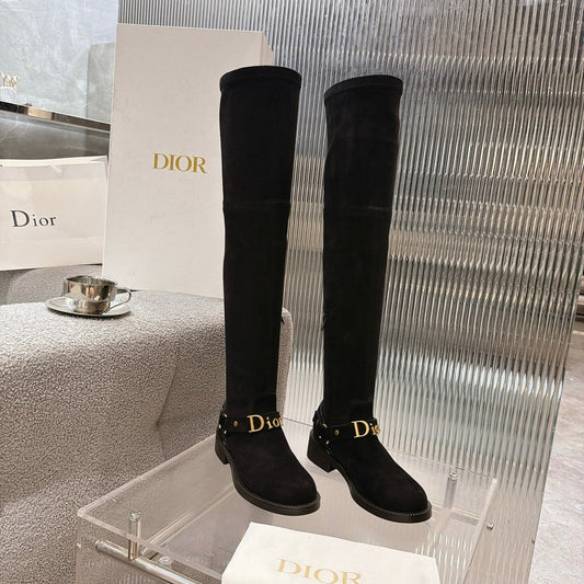 CD 26s Bolt Over-The-Knee Boot Black Suede 924098