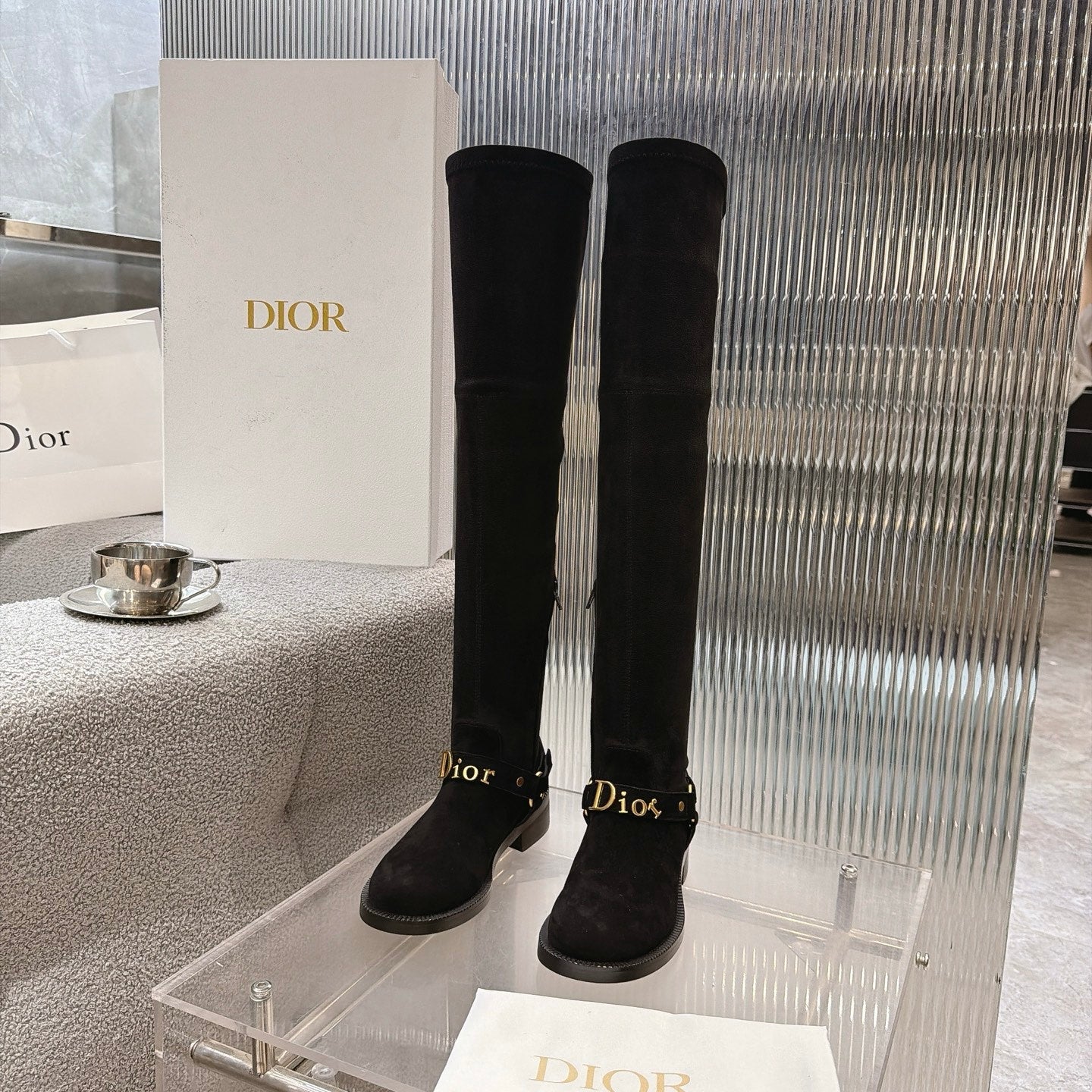 CD 26s Bolt Over-The-Knee Boot Black Suede 924098