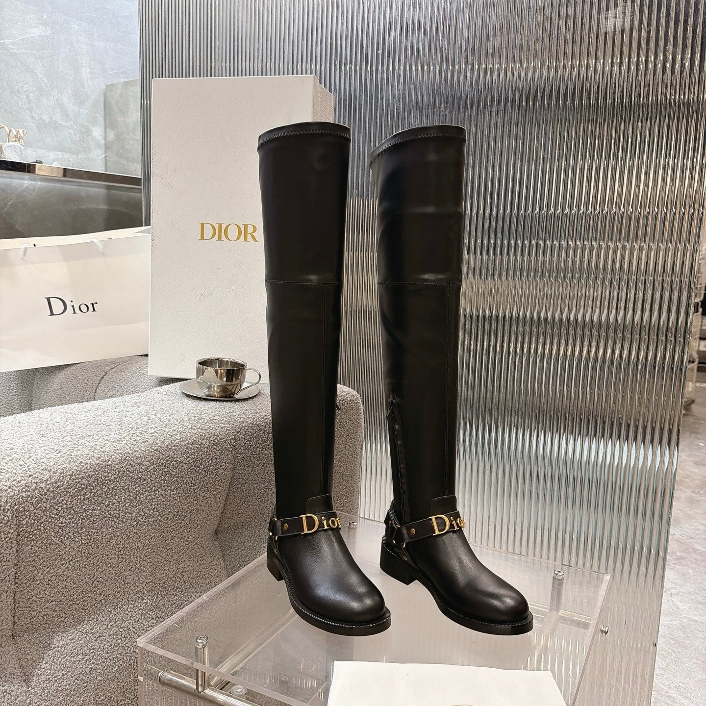 CD 26s Bolt Over-The-Knee Boot Black Calfskin 924099