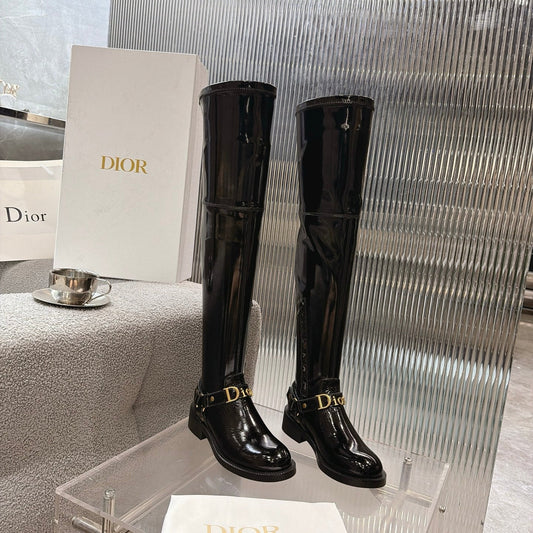 CD 26s Bolt Over-The-Knee Boot Black Patent Calfskin 924100