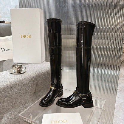 CD 26s Bolt Over-The-Knee Boot Black Patent Calfskin 924100