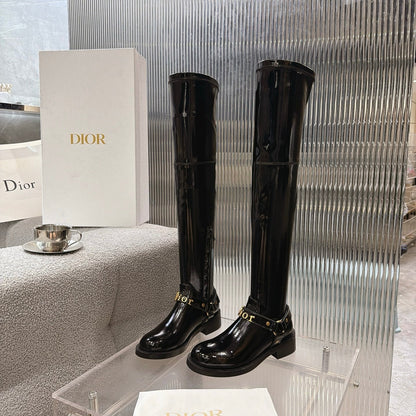 CD 26s Bolt Over-The-Knee Boot Black Patent Calfskin 924100