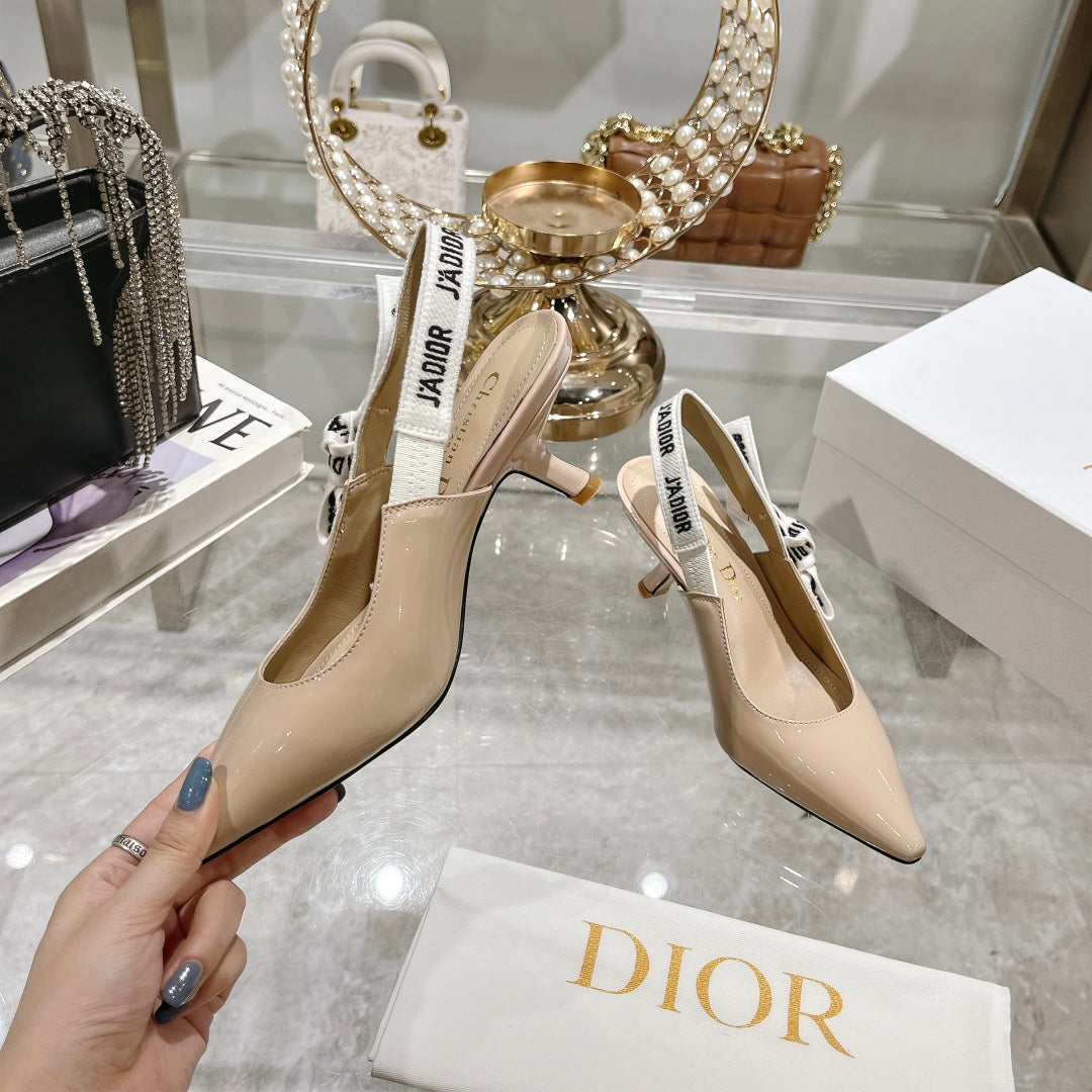 JAdior Slingback 65 Beige Patent Calfskin