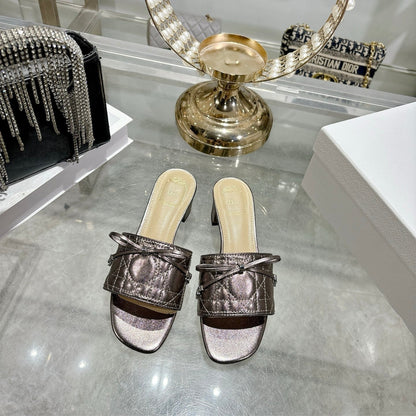 CD 26s Slippers Metallic Brown Beige Calfskin 679866