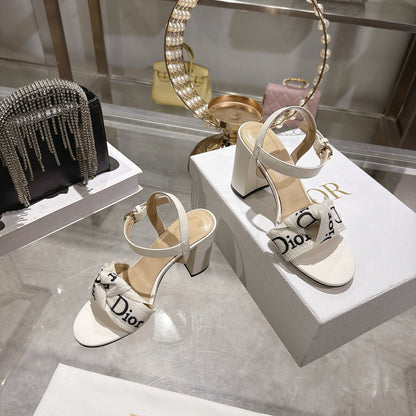 CD J'Adior Sandals White Canvas Leather 901709