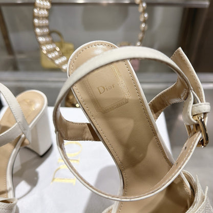 CD J'Adior Sandals White Canvas Leather 901709