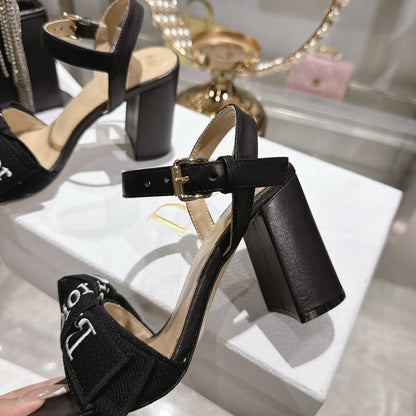 CD J'Adior Sandals Black Canvas Leather 901710