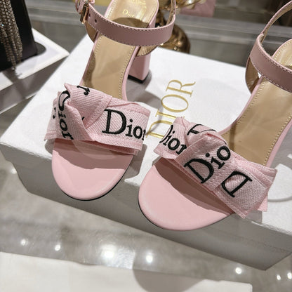 CD J'Adior Sandals Light Pink Canvas Leather 901711