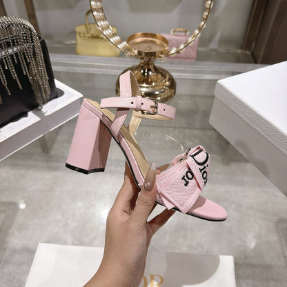 CD J'Adior Sandals Light Pink Canvas Leather 901711