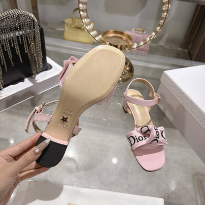 CD J'Adior Sandals Light Pink Canvas Leather 901715
