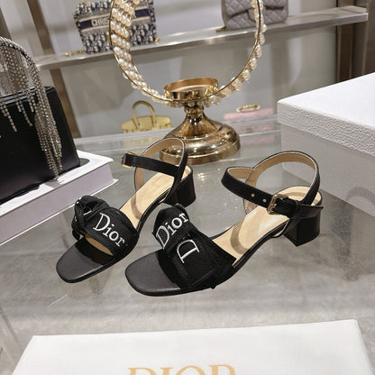 CD J'Adior Sandals Black Canvas Leather 901714
