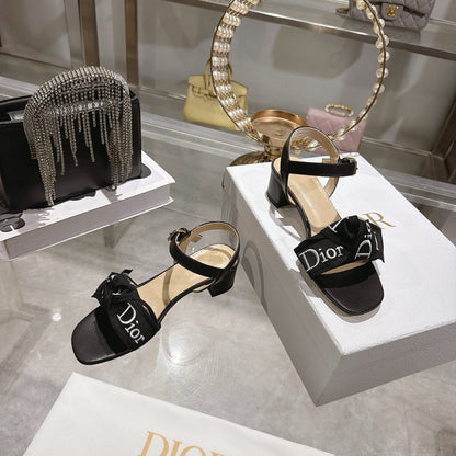 CD J'Adior Sandals Black Canvas Leather 901714