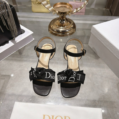CD J'Adior Sandals Black Canvas Leather 901714