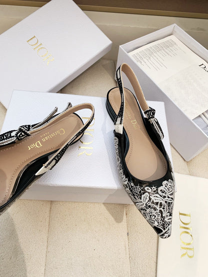 CD 26s J'Adior Jacquard Embroidered Slingback 1.5 Black Patent Leather 614927