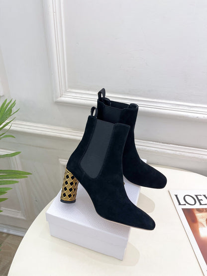 CD Icon Heeled Ankle Boot 80mm Black Suede