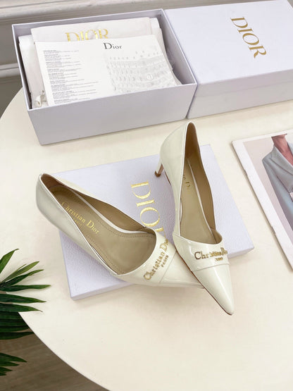 CD 25 Pump High Heels White Patent Leather 307418