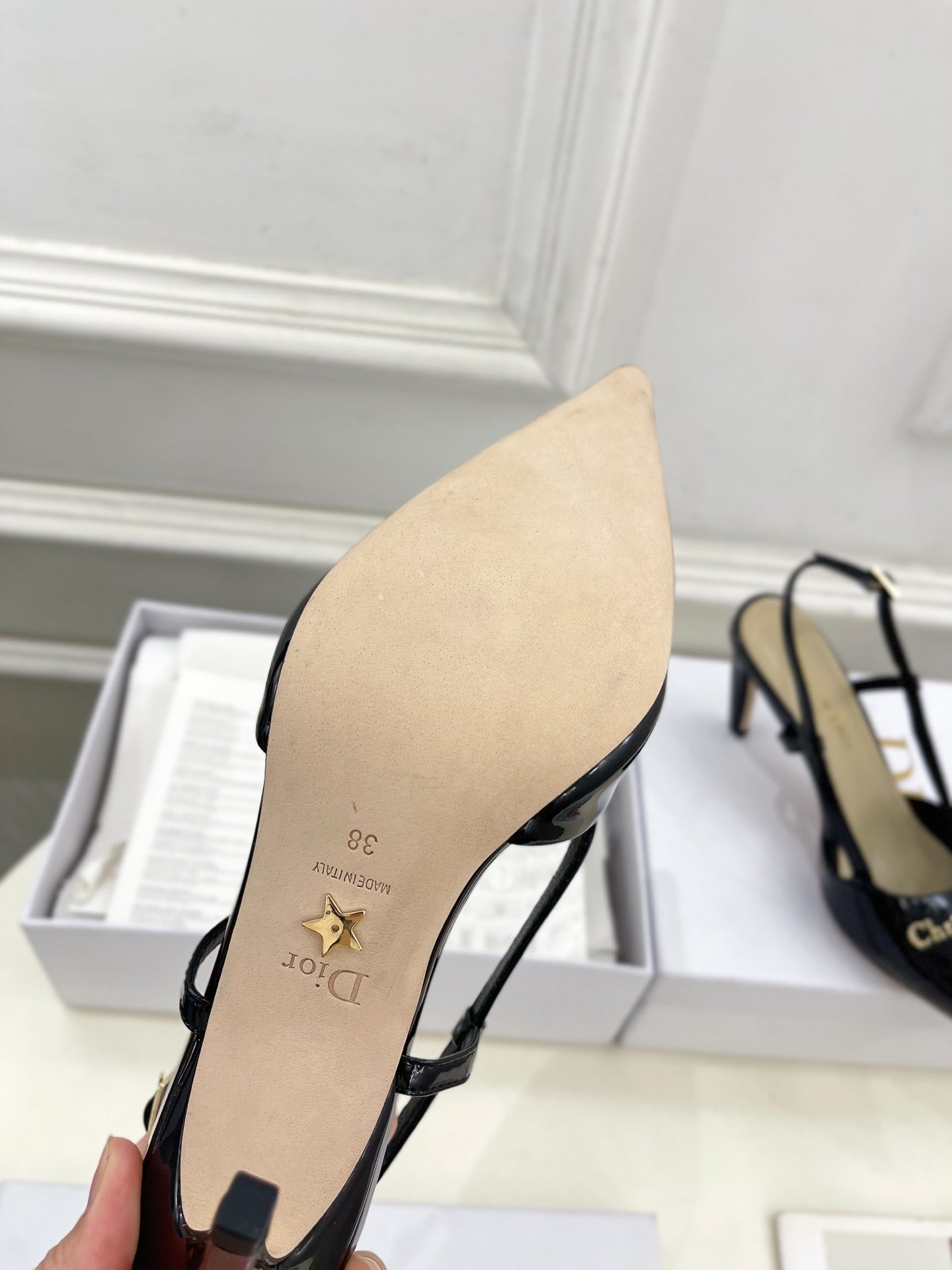 CD 25 Slingback Heel Black Patent Leather 307428