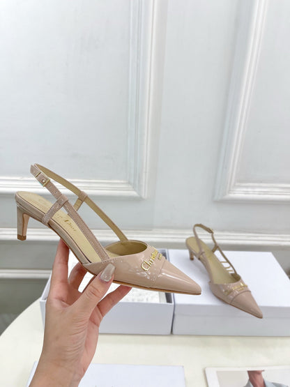 CD 25 Slingback Heel Pink Nude Patent Leather 307435