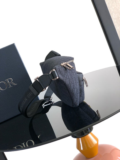 Dior Rider 2.0 Zipper Waist Bag Black Cowhide 336227
