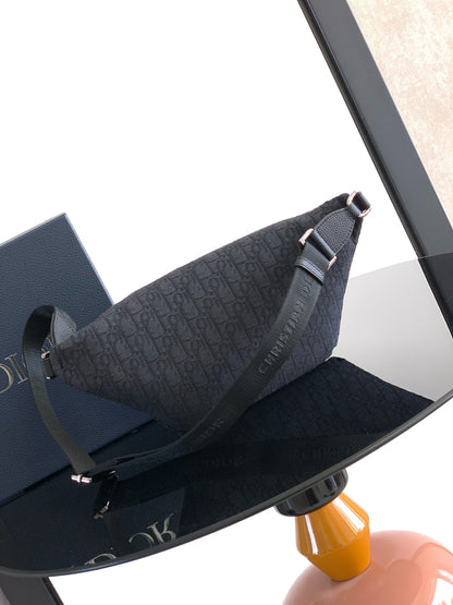 Dior Rider 2.0 Zipper Waist Bag Black Cowhide 336227
