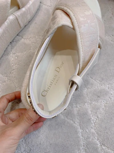 CD 26s Platform Sandals 65 Light Pink Canvas Lambskin 644287