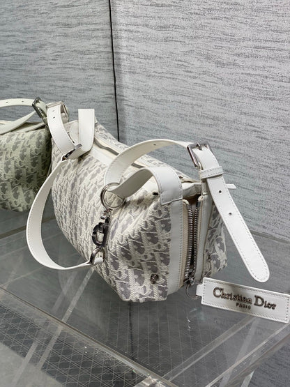 CD 2026 D-Journey Bag 25.5cm White Grey Cotton Calfskin 289150