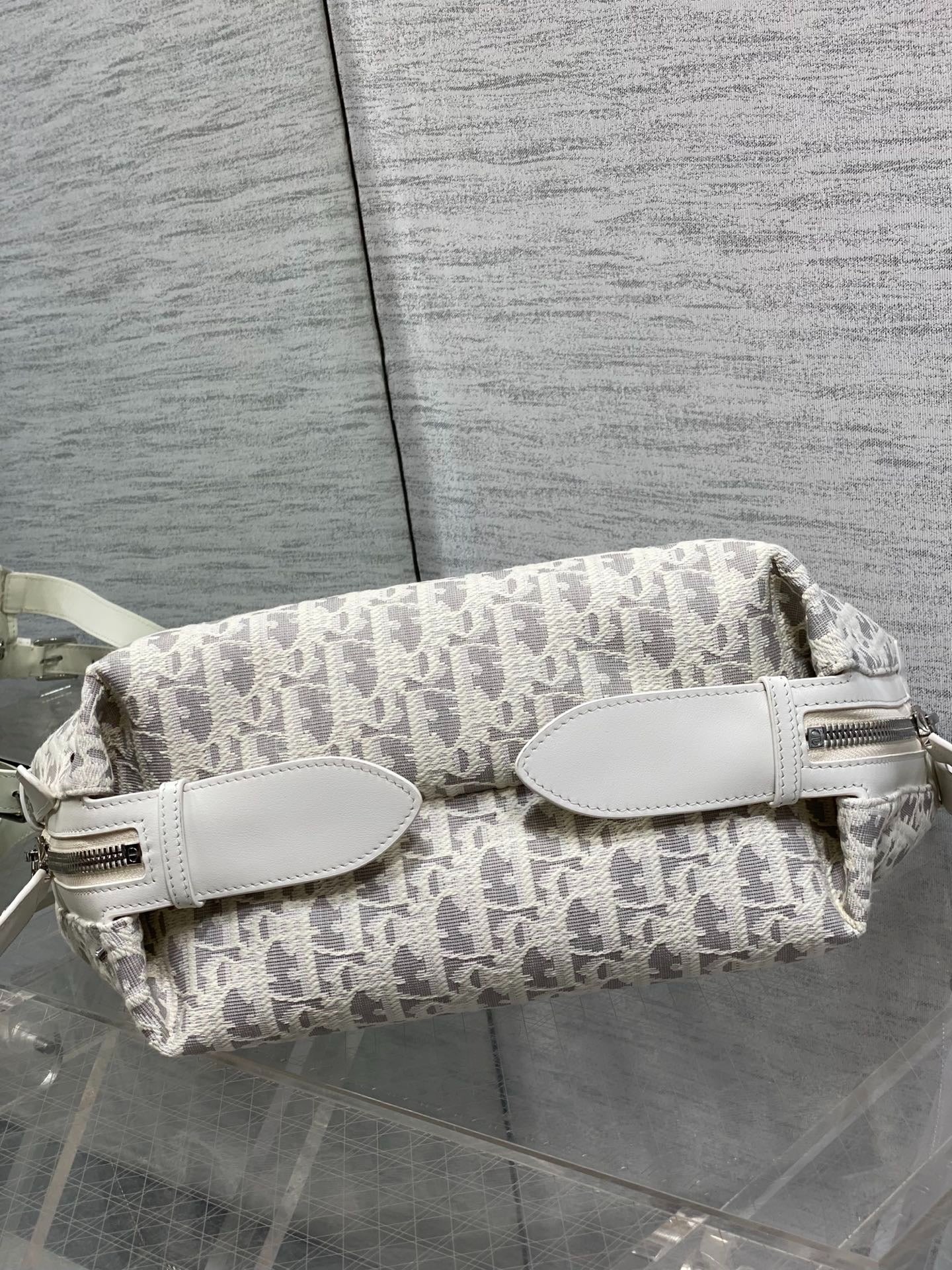 CD 2026 D-Journey Bag 25.5cm White Grey Cotton Calfskin 289150