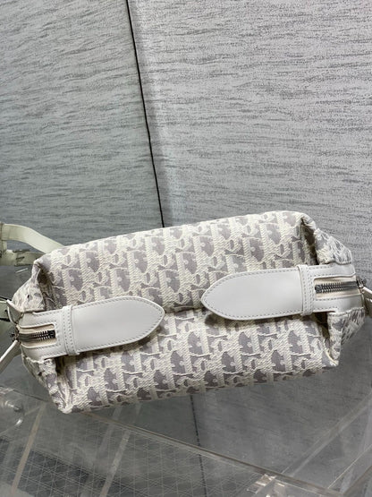 CD 2026 D-Journey Bag 25.5cm White Grey Cotton Calfskin 289150