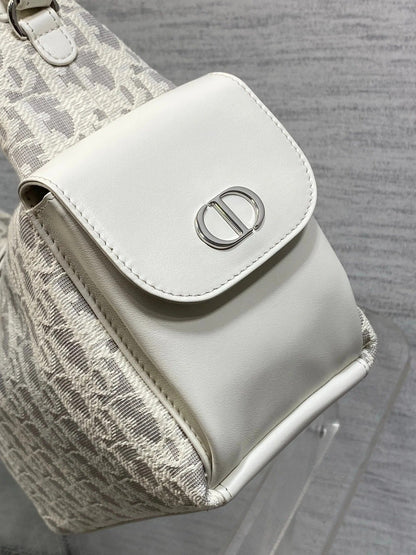 CD 2026 D-Dream Oblique Jacquard 24cm White Grey Cotton Calfskin 289148